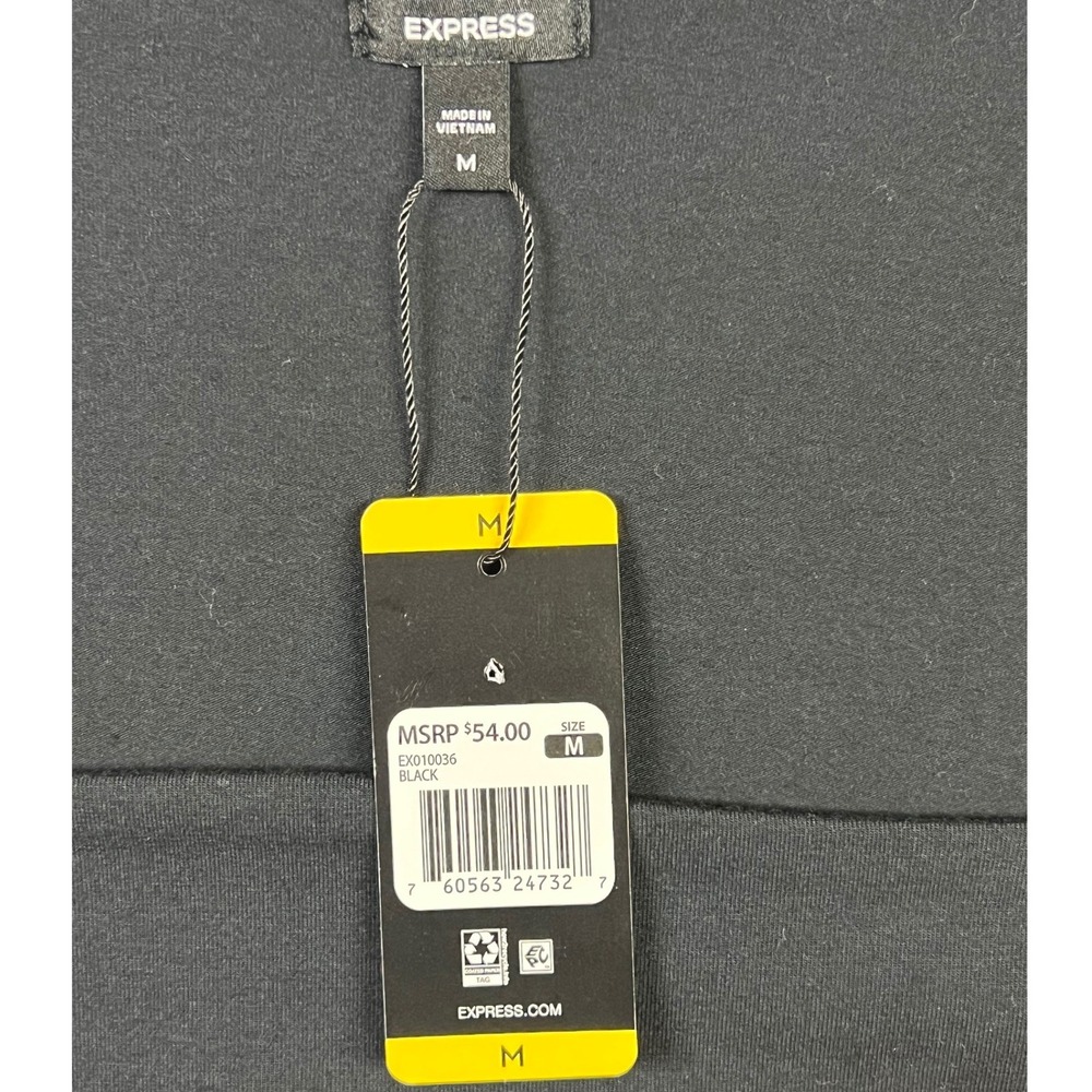 Express Top M Black Square Neck Long Sleeve Cotton Modal Slim Fit Stretch New - Picture 4 of 8